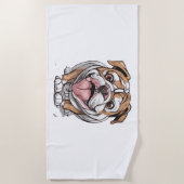 Serviette De Plage Happy Bulldog (Devant)