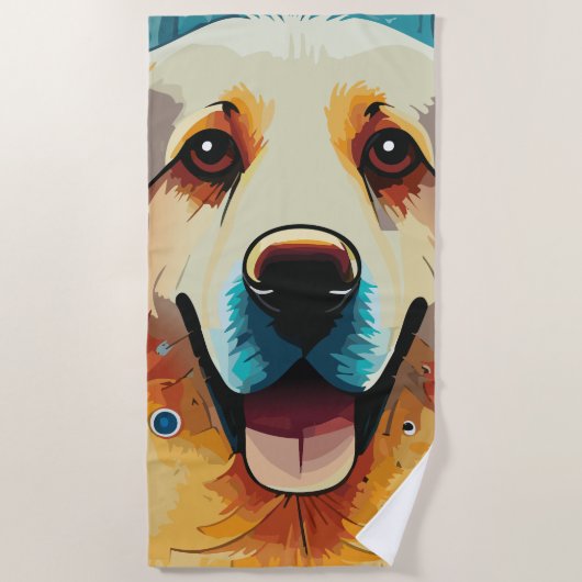 Serviette De Plage Happy Golden Retriever (Devant)