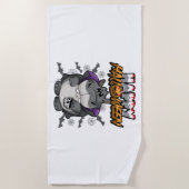 Serviette De Plage Happy Halloween déguisé Hippopotame (Devant)