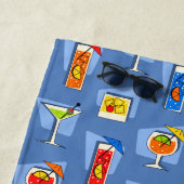 Serviette De Plage Happy Hour Retro Hawaiian Tropical Dracks - Blue (En situation)