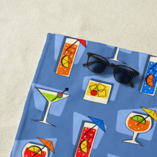 Serviette De Plage Happy Hour Retro Hawaiian Tropical Dracks - Blue