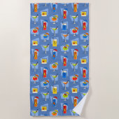 Serviette De Plage Happy Hour Retro Hawaiian Tropical Dracks - Blue (Devant)