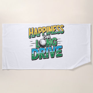 Serviette De Plage Happy is a Long Drive, Golf