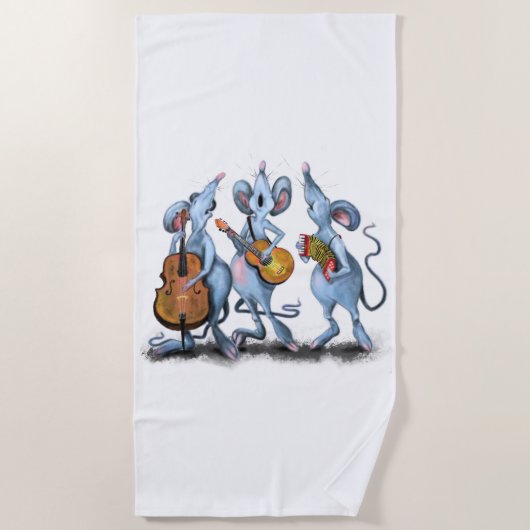 Serviette De Plage Happy Mouses Music Band Beach Towel Amusant (Devant)