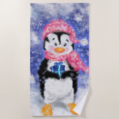 Serviette De Plage Happy Penguin - Noël - (Devant)