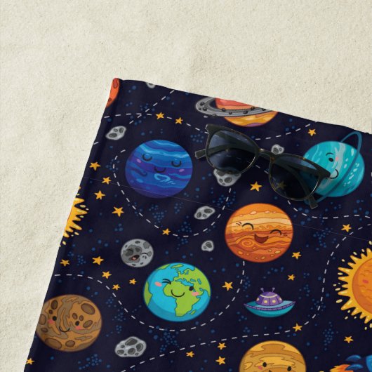 Serviette De Plage Happy Planets Beach Towel (En situation)