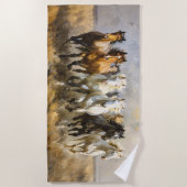 Serviette De Plage Harde de Cheval Galloping Mustang Peinture (Devant)