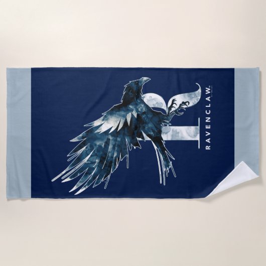 Serviette De Plage Harry Potter | Aquarelle RAVENCLAW™ Raven (Devant)