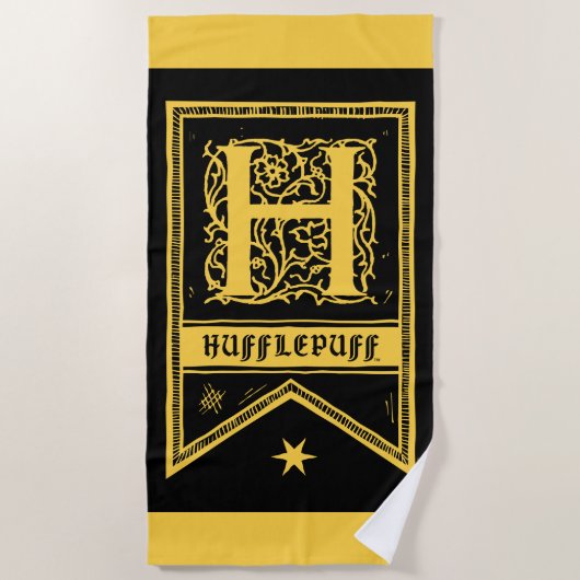 Serviette De Plage Harry Potter | Bannière monogramme de Poufsouffle (Devant)