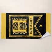 Serviette De Plage Harry Potter | Bannière Monogramme Hufflepuff (Devant)