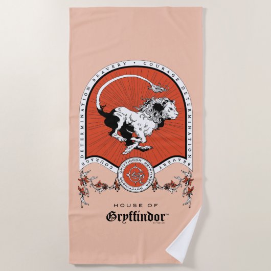 Serviette De Plage HARRY POTTER™ | Délicat croquis GRYFFINDOR™ Crest (Devant)