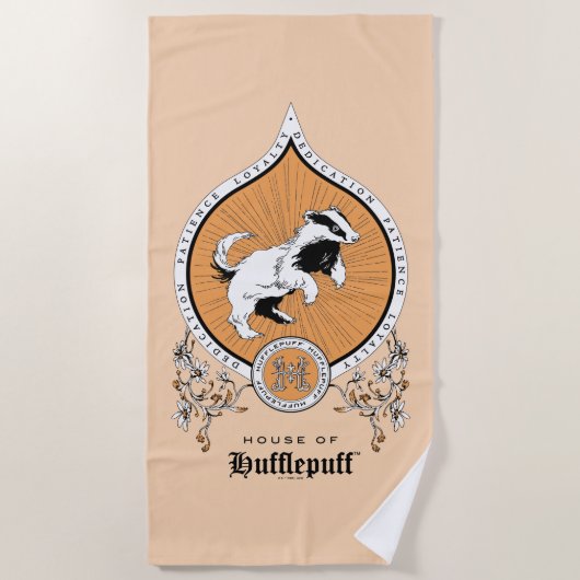 Serviette De Plage HARRY POTTER™ | Dessin délicat Blason de POUFFELEU (Devant)