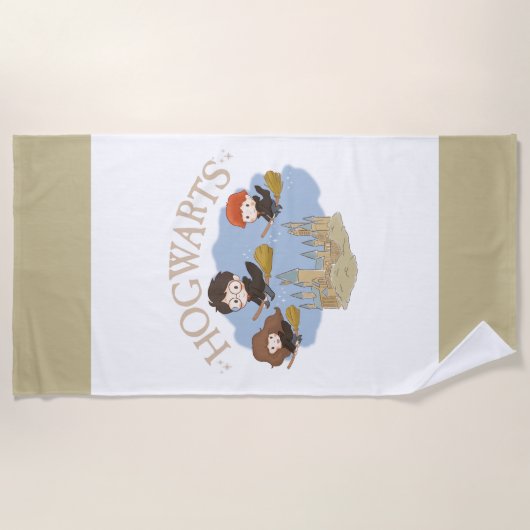 Serviette De Plage HARRY POTTER™, Hermione & Ron Fly Over HOGWARTS™ (Devant)