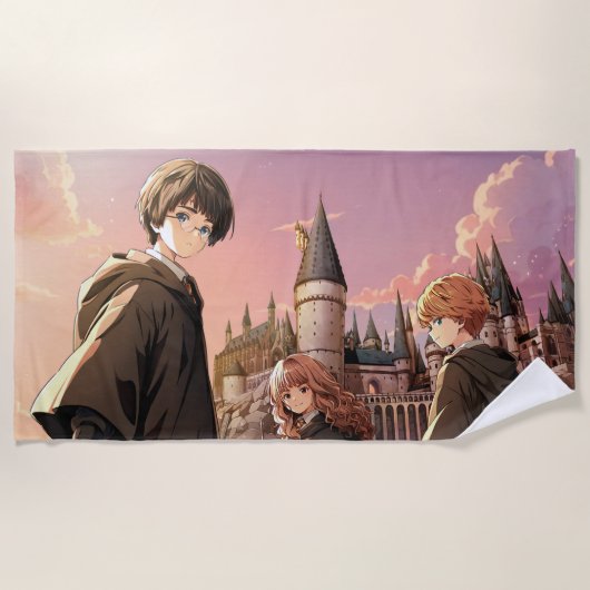 Serviette De Plage HARRY POTTER™ Hermione & Ron HOGWARTS™ Scène d'Ani (Devant)