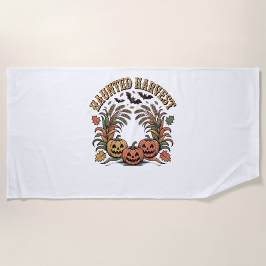 Serviette De Plage Hauné Harvest Retro Halloween Citrouille (Devant)