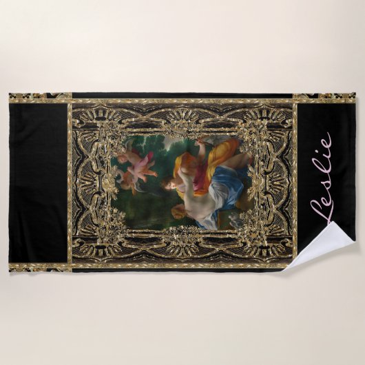 Serviette De Plage Haute autorisation Monogramme baroque (Devant)