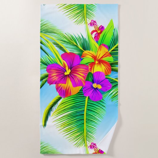 Serviette De Plage Hawaï Tropical Motif sans couture (Devant)