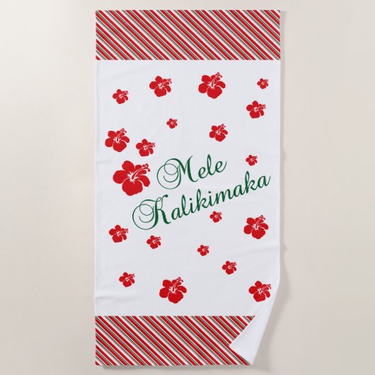 Serviette De Plage ~ hawaïen Mele Kalikimaka de Noël (Devant)