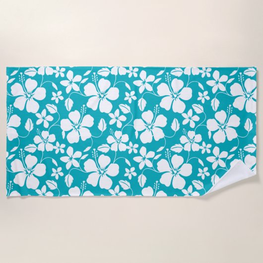 SERVIETTE DE PLAGE HAWAIIAN HULA (HIBISCUS) TURQUOISE (Devant)