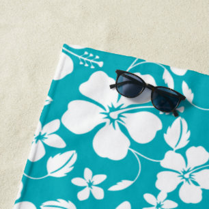 SERVIETTE DE PLAGE HAWAIIAN HULA (HIBISCUS) TURQUOISE