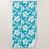 SERVIETTE DE PLAGE HAWAIIAN HULA (HIBISCUS) TURQUOISE (Devant)