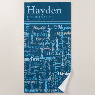 Serviette De Plage Hayden nom personnalisé signifiant nuances de bleu