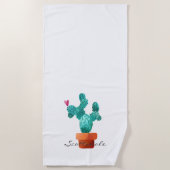 Serviette De Plage Heart Cactus Green Pink Scottsdale Desert Fun (Devant)