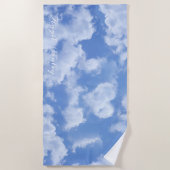Serviette De Plage Heart Cloud Ciel mignon Amusant Moderne Bleu Nom P (Devant)