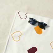 Serviette De Plage Heart Pattern with Orange & Brown Hearts (En situation)