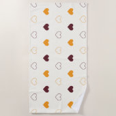 Serviette De Plage Heart Pattern with Orange & Brown Hearts (Devant)