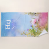 Serviette De Plage Hej Printemps, fleurs sauvages naturelles sous un  (Devant)