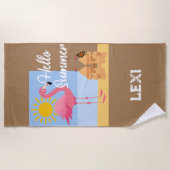 Serviette De Plage Hello Summer Pink Flamant rose Design - Beach Towe (Devant)