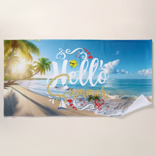 Serviette De Plage Hello Summer Time (Devant)