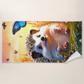 Serviette De Plage Hérisson papillon (Devant)