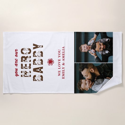 Serviette De Plage Hero Daddy Father's Day 2 Photo Collage (Devant)