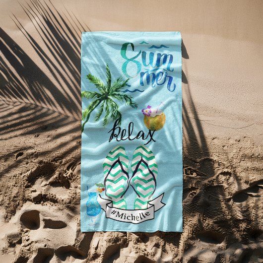 Serviette De Plage Heure de détente d'été sur la plage personnalisée