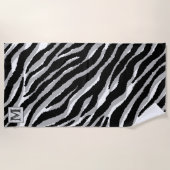 Serviette De Plage Heure d'été de luxe Monogramme Tiger Argent (Devant)