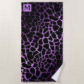 Serviette De Plage Heure d'été de luxe Tiger violet monogramme (Devant)