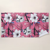 Serviette De Plage Heure du printemps en rose (Devant)