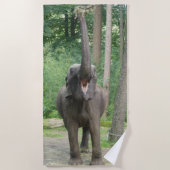 Serviette de plage heureuse d'éléphant (Devant)