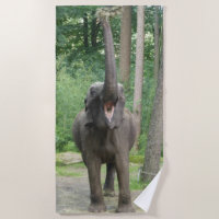 Serviette de plage heureuse d'éléphant