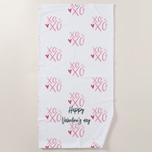 Serviette De Plage Heureuse Sainte-Valentin de coeur rose "XOXO"