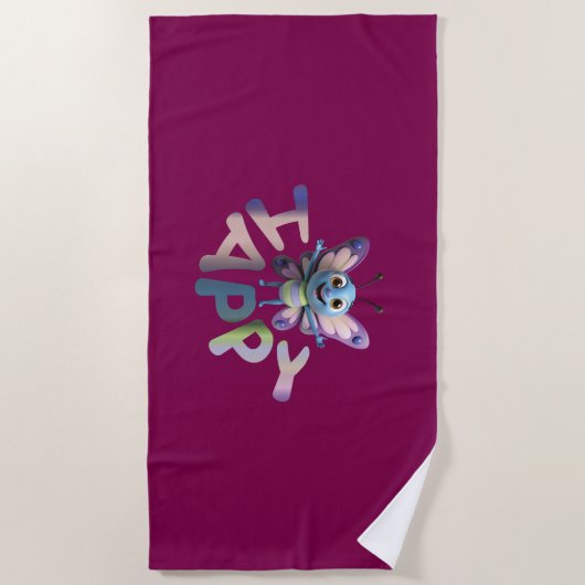 SERVIETTE DE PLAGE HEUREUX (Devant)