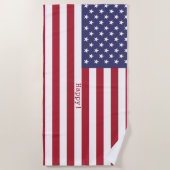 Serviette De Plage Heureux ! Personnalisation du drapeau américain 4 (Devant)