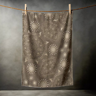 Serviette De Plage Hexa sepia doré oursidae mandala art moderne
