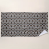 Serviette De Plage Hexagon géométrique 3D Look Texture gris (Devant)