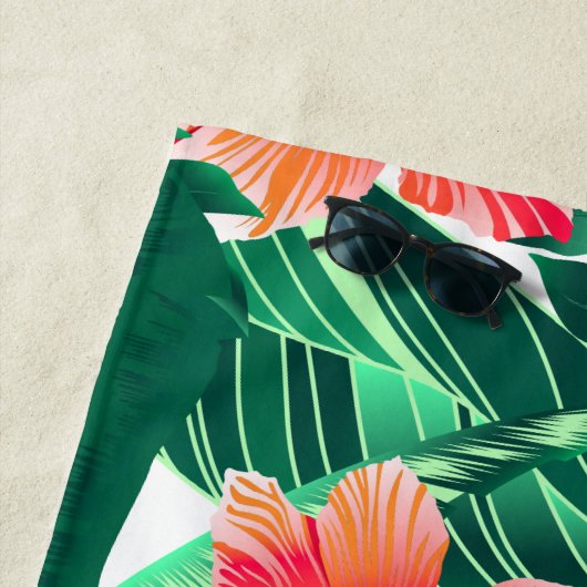 Serviette De Plage Hibiscus à l'orange tropicale (En situation)