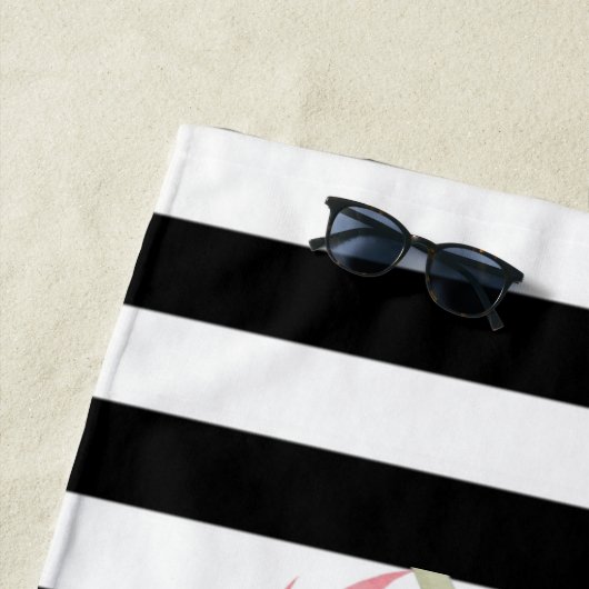 Serviette De Plage Hibiscus d'ananas, Blancs noirs (En situation)