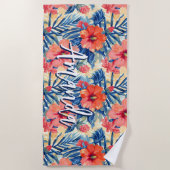 Serviette De Plage Hibiscus d'été tropical fleurs Motif Floral (Devant)