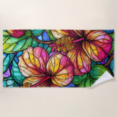 Serviette De Plage hibiscus en verre tendu (Devant)